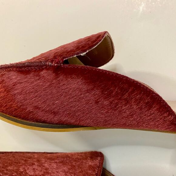 Mi.iM Lux Burgundy Red Calf Hair Mule Loafer Slipper Flats Womens 7.5 - Picture 8 of 16